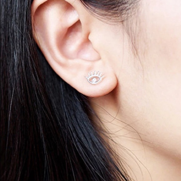 Stainless Steel Eye Stud Earrings - Picture 4 of 4